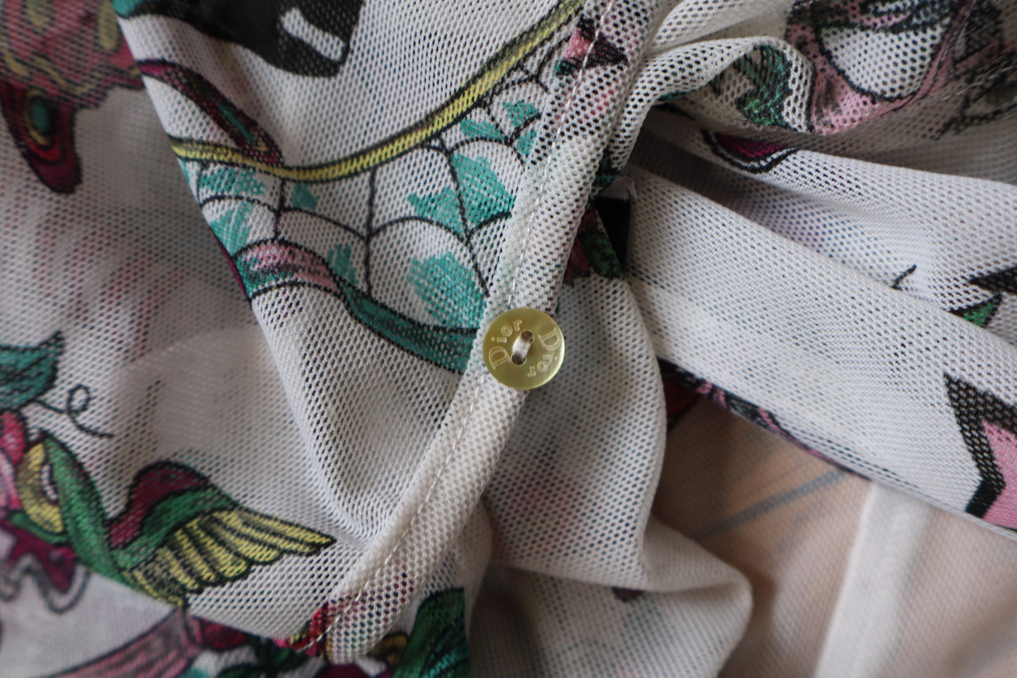 Dior by John Galliano S/S 2004 gypsy tattoo print see trough cardigan - size S up to L
