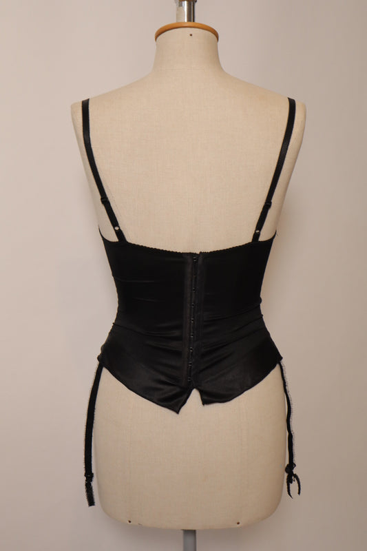 Black bustier with pink lace details size eu75b / fr90b / us34b