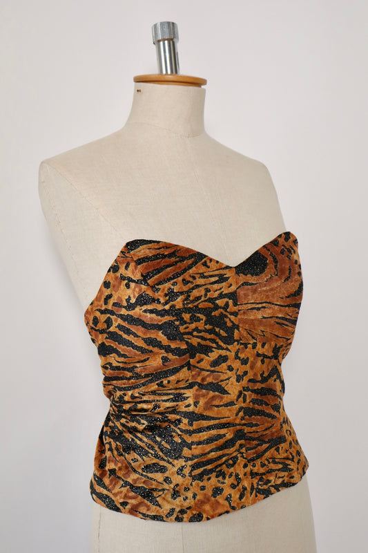 1980’s Tiger print bustier size L