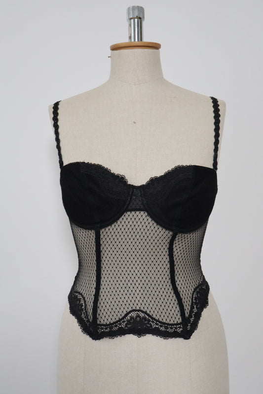 Black bustier with lace size US32C EU70C FR85C by Darjeeling