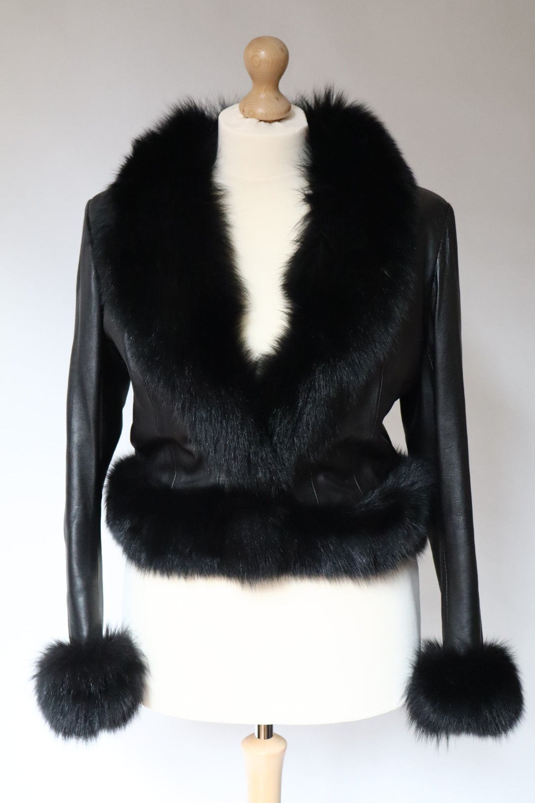 Genuine leather and fur jacket, size XL