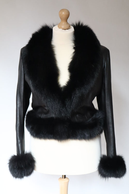 Genuine leather and fur jacket, size XL