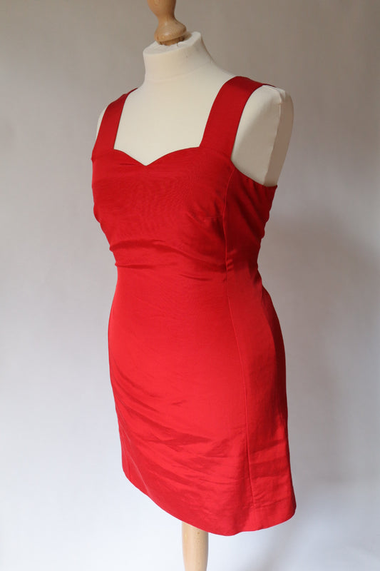 1980’s red dress with sweetheart neckline, size XL